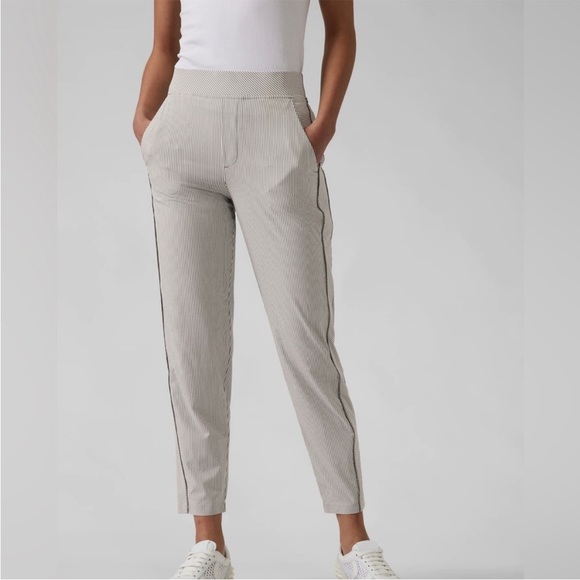 Athleta Gray Brooklyn Striped Ankle Pants - Picture 1 of 8